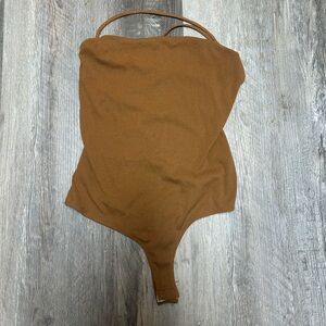 Brown Ribbed Bodysuit